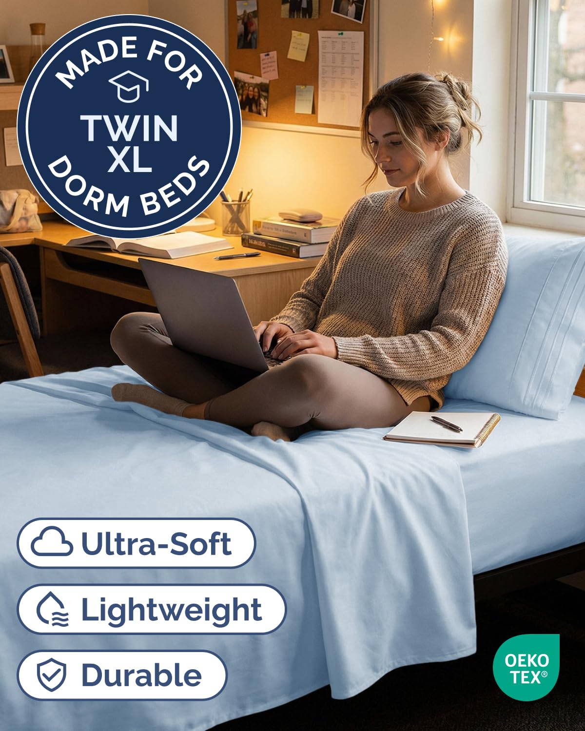CGK Unlimited Twin XL fitted sheet shows deep pockets up to 16 inches