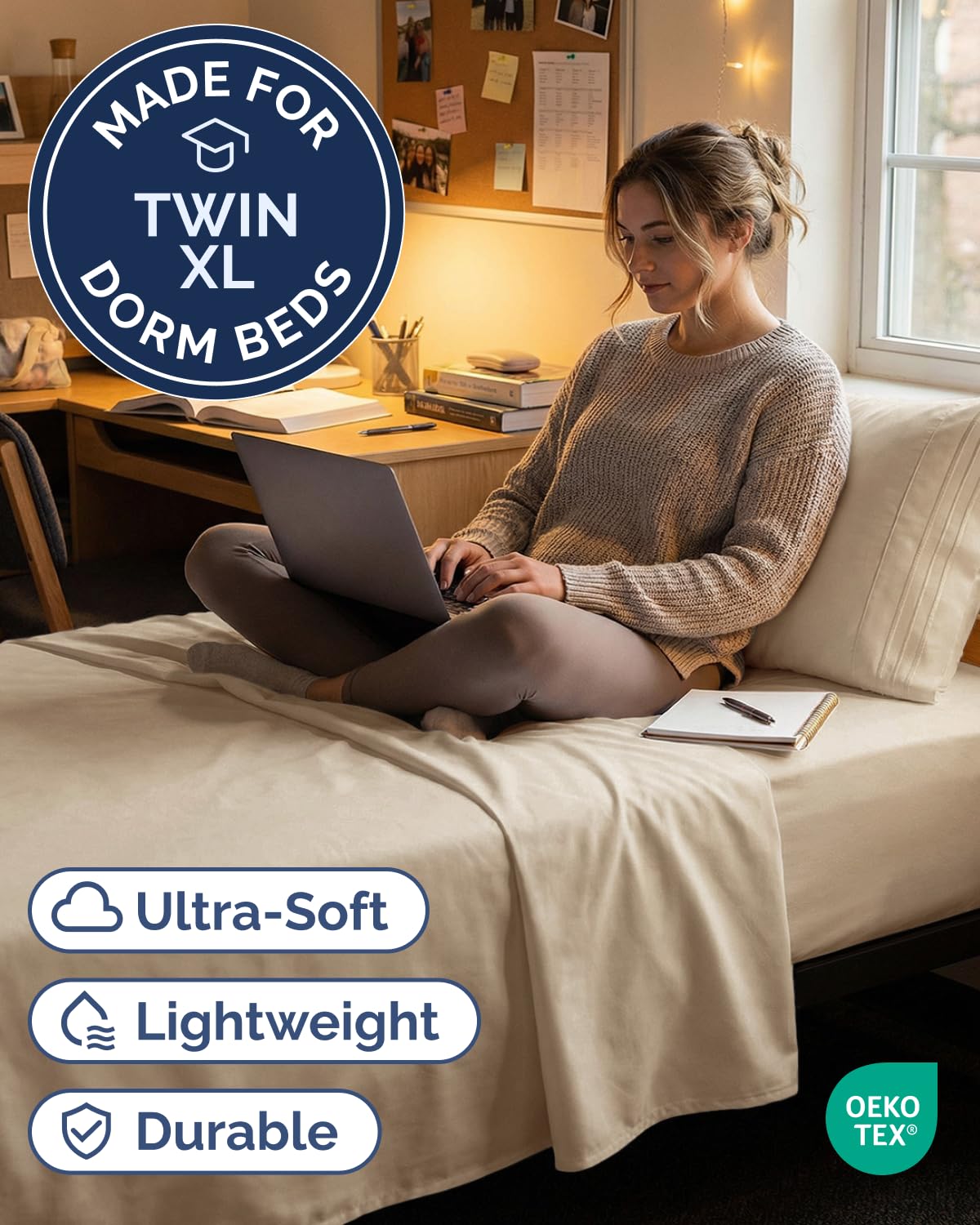 CGK Unlimited Twin XL sheet set deep-pocket fit supports thick mattresses
