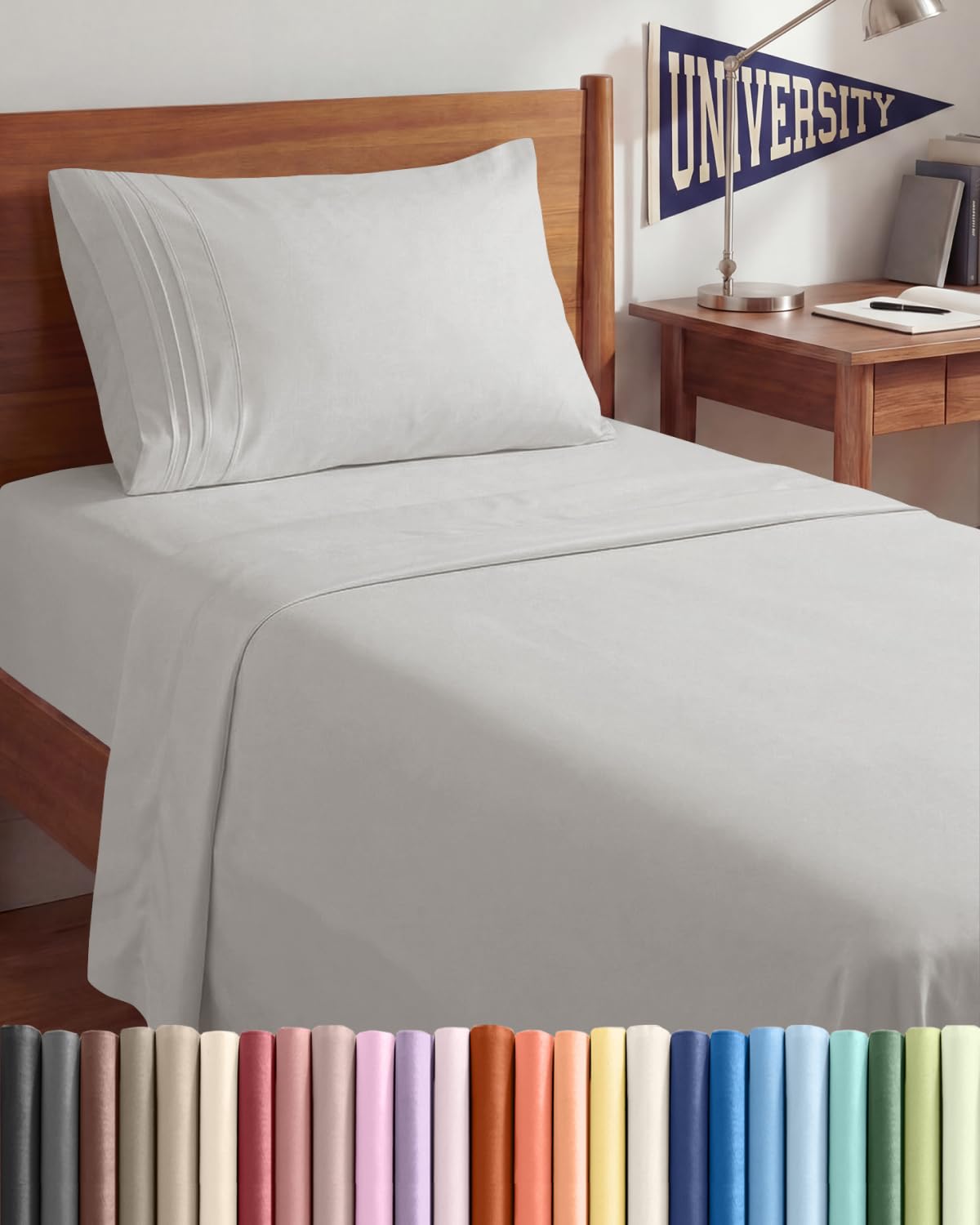 CGK Unlimited Twin XL sheet set fabric close-up highlighting ultra-soft, breathable microfiber.