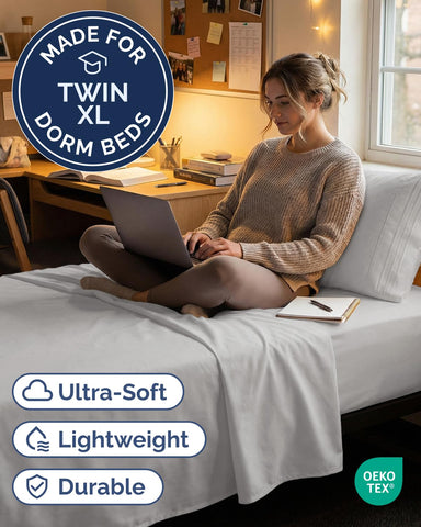 CGK Unlimited Twin XL flat sheet preview shows generous coverage for large beds.