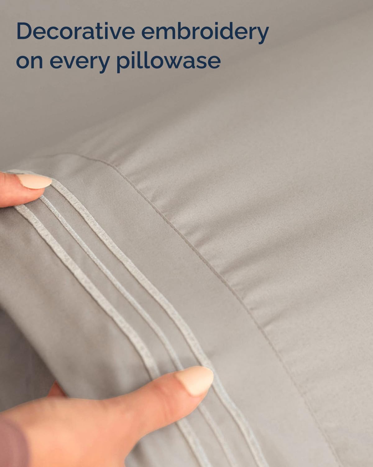Light grey CGK Unlimited twin XL sheets add versatile, hotel-style elegance