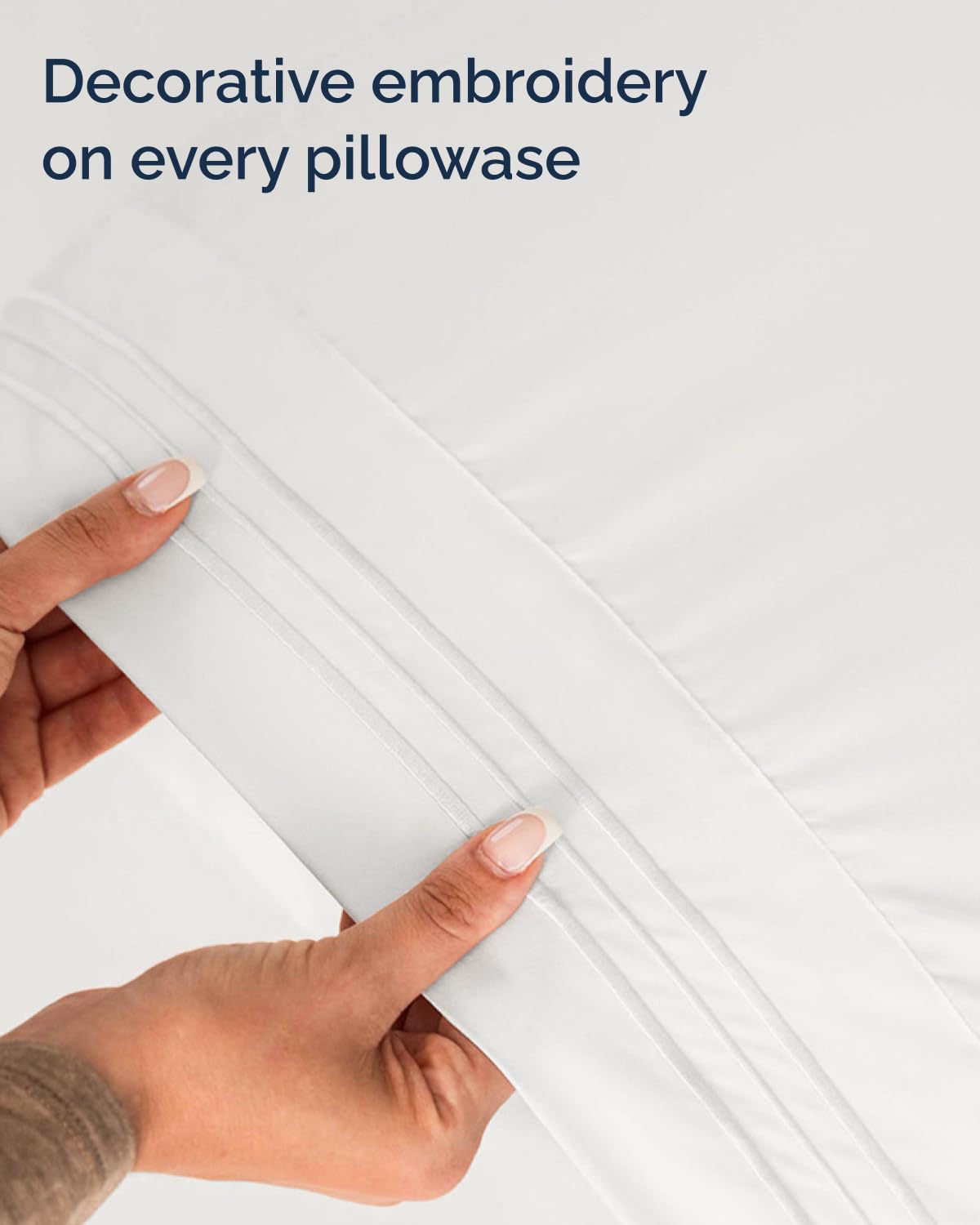 CGK Unlimited twin-xl wrinkle-free fabric close-up highlights easy care.
