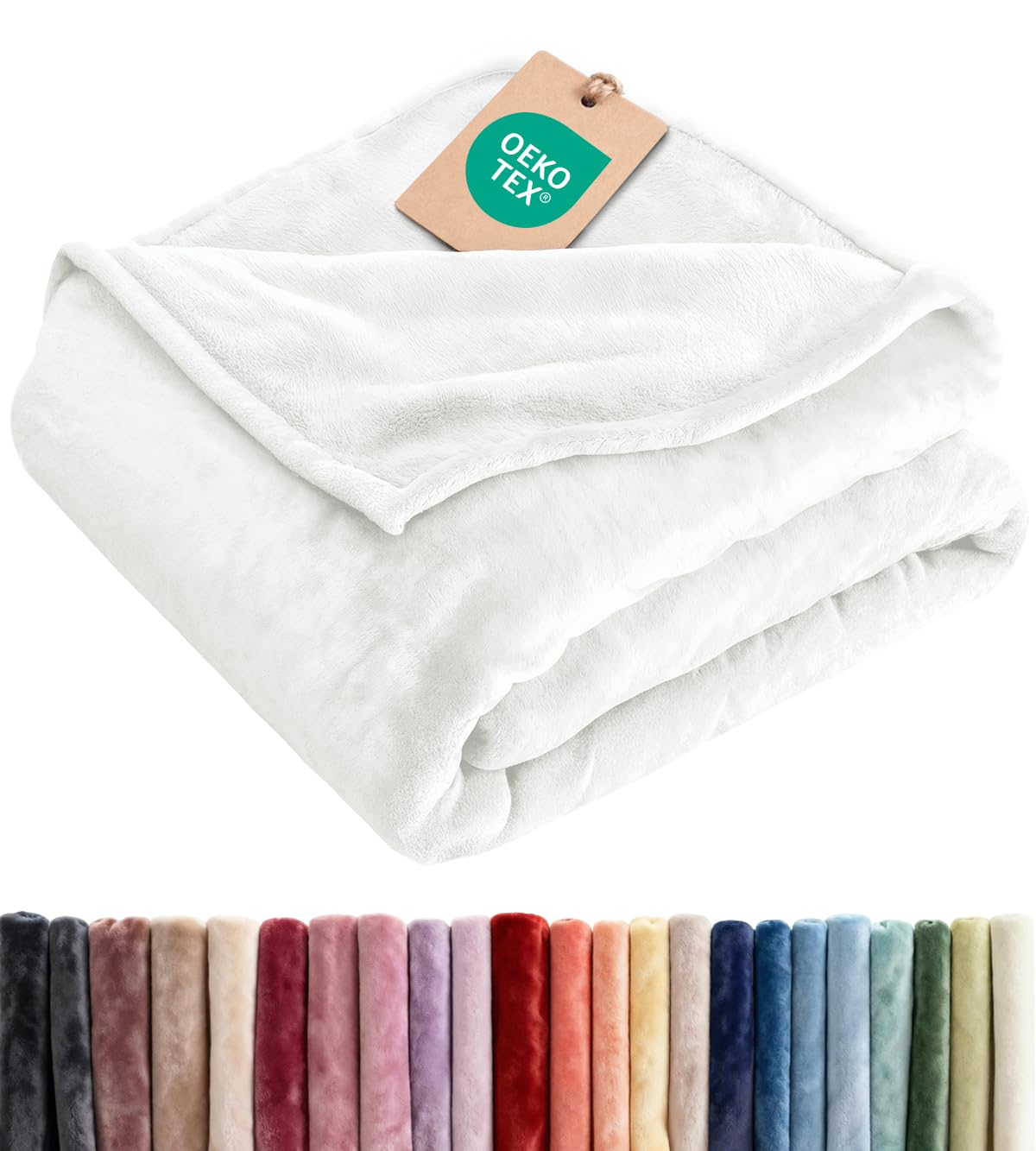 CGK Unlimited ultra-soft fleece blanket on a queen bed for year-round comfort