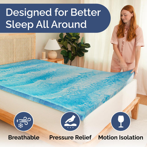 The CGK Unlimited ventilated memory-foam topper boosts airflow for cooler nights.
