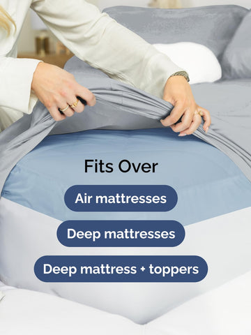 CGK Unlimited washable steel blue sheet resists wrinkles and fading.