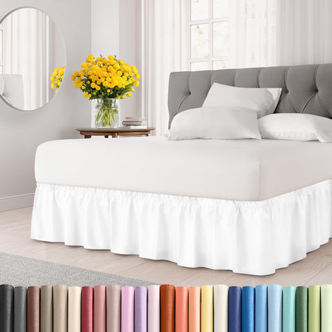 CGK Unlimited wrap-around bed skirt for full beds with 12-inch drop, clean look