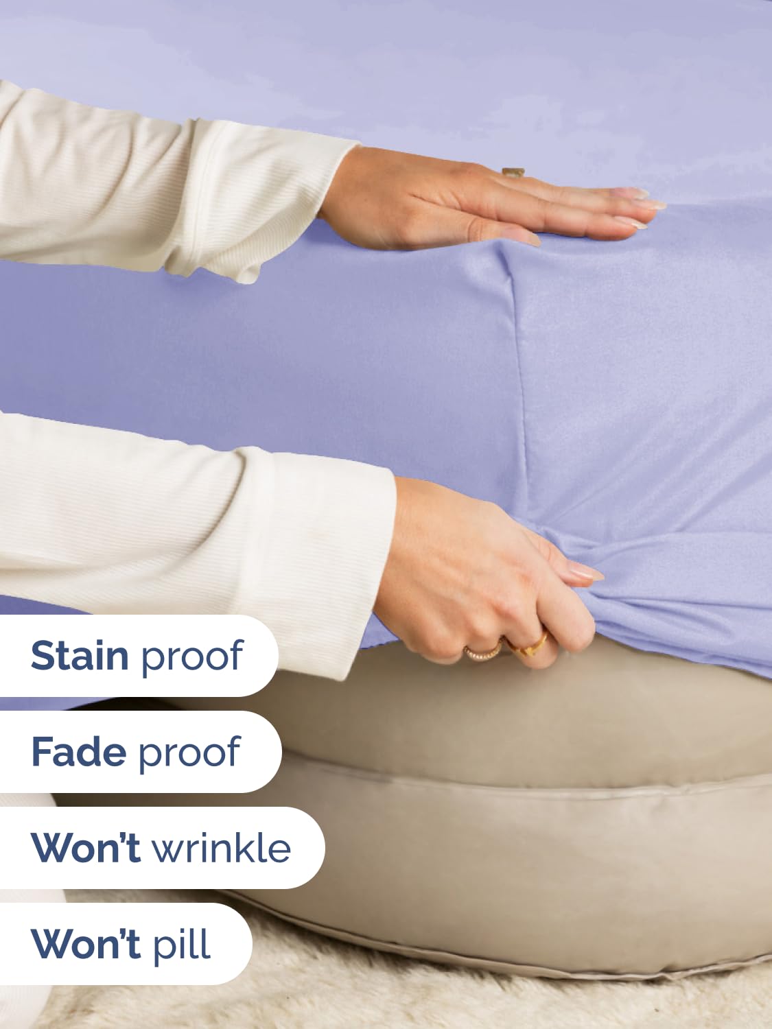 CGK Unlimited wrinkle and fade resistance demonstration on bedding.