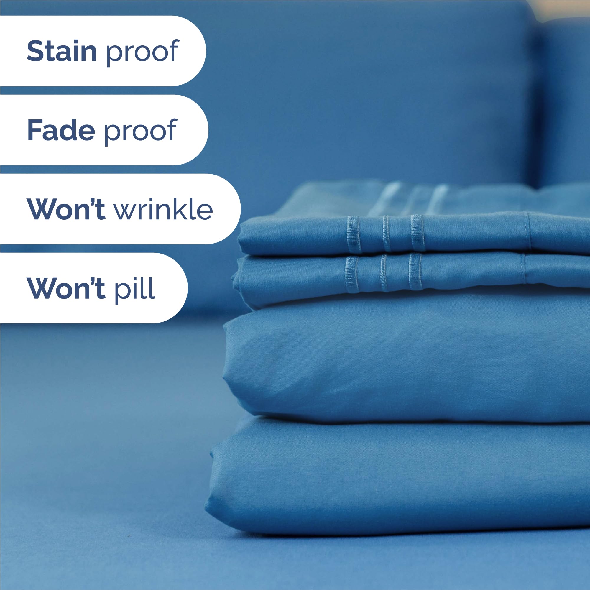 CGK Unlimited wrinkle-free care sheets simplify laundry and keep bedding tidy.