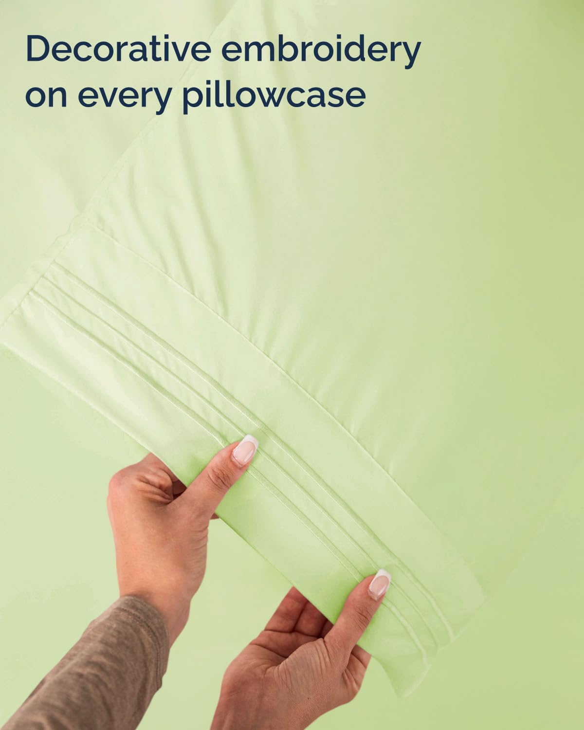 CGK Unlimited wrinkle-free finish displayed on a neatly made bed.
