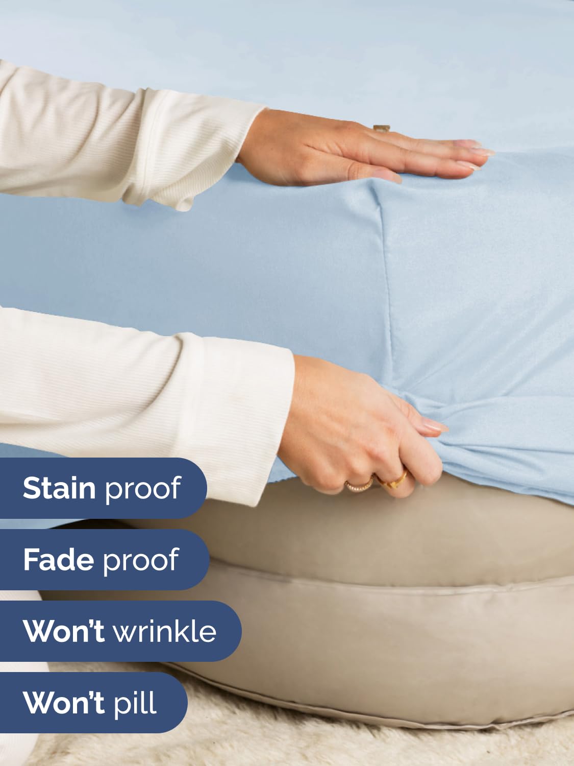CGK Unlimited wrinkle-free king fitted sheet maintaining smooth, durable surface