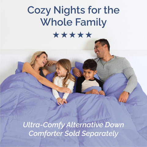 Lavender CGK Unlimited sheets draped smoothly with a wrinkle-resistant look.