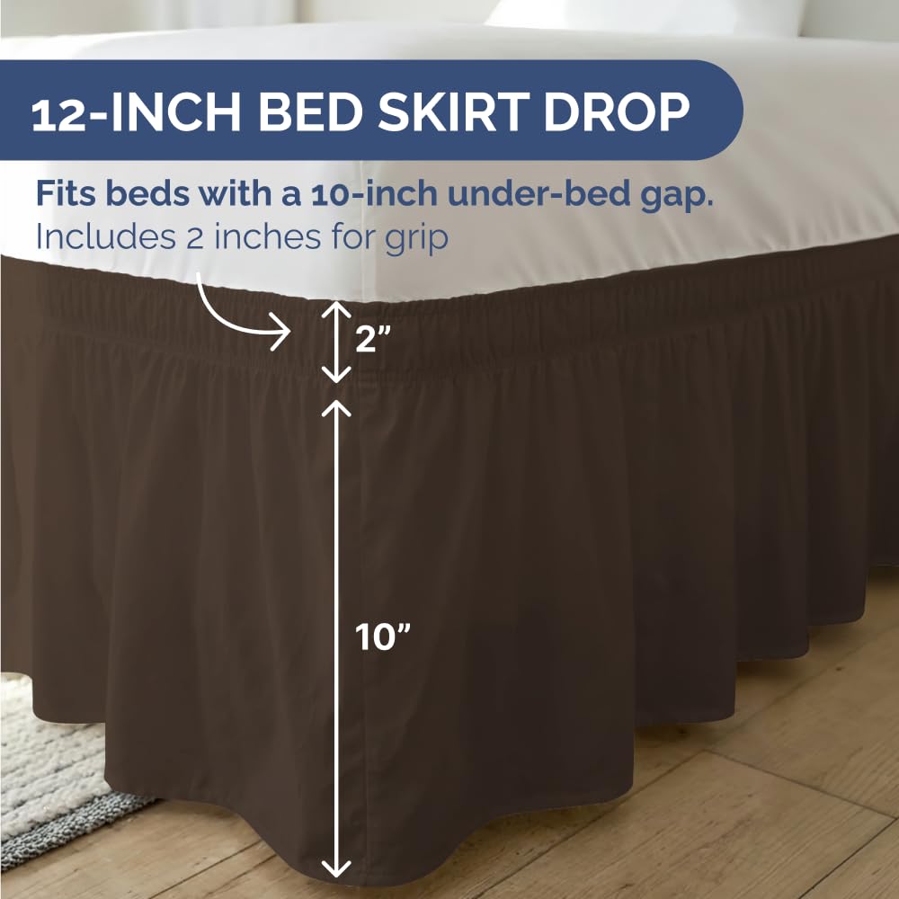 CGK Unlimited wrinkle-resistant, machine-washable bed skirt simplifies care.