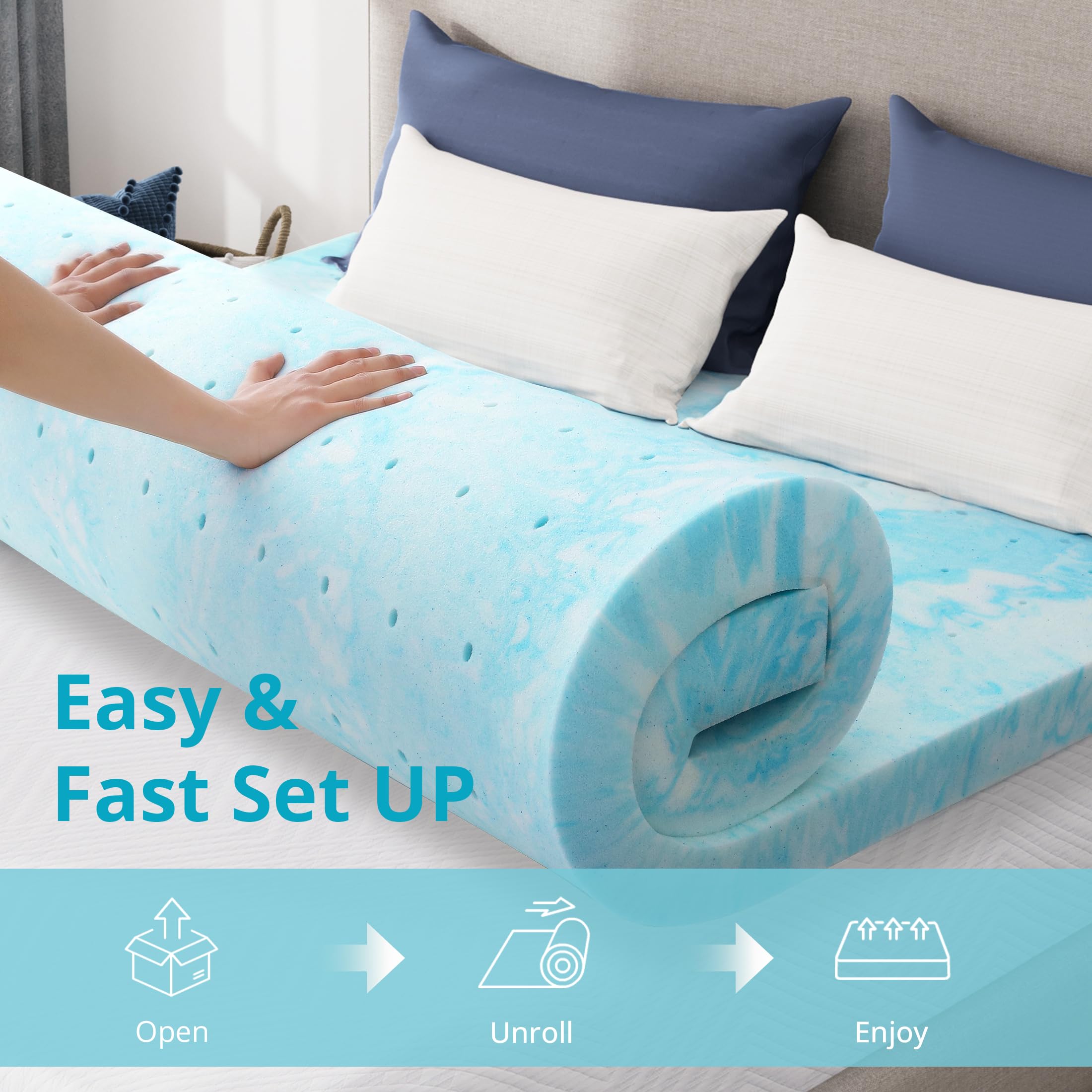 CH Charme House topper demonstrates contouring memory foam for targeted support.