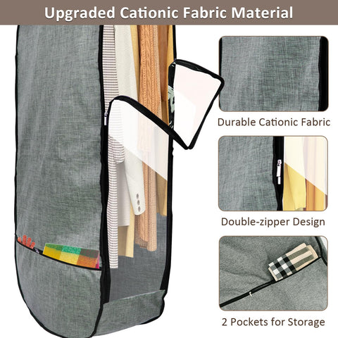 Chakera double-zipper garment bag provides easy access to clothes.