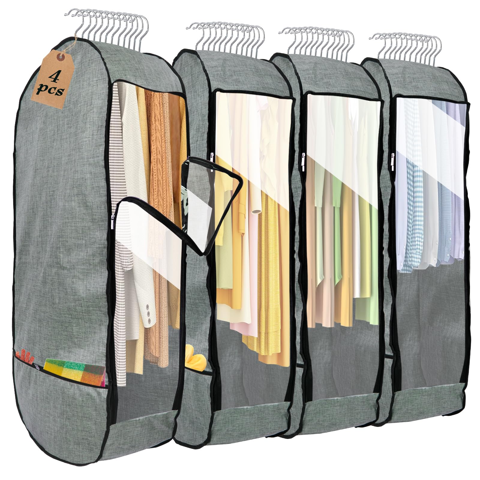 Chakera garment bag hanging clothes with 10-inch gusset for extra storage.