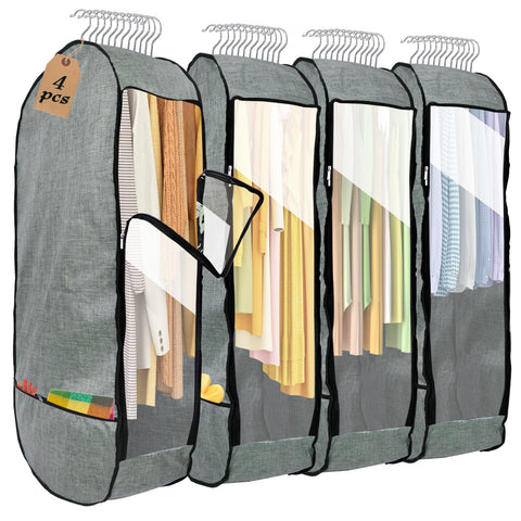Chakera garment bag hanging clothes with 10-inch gusset for extra storage.