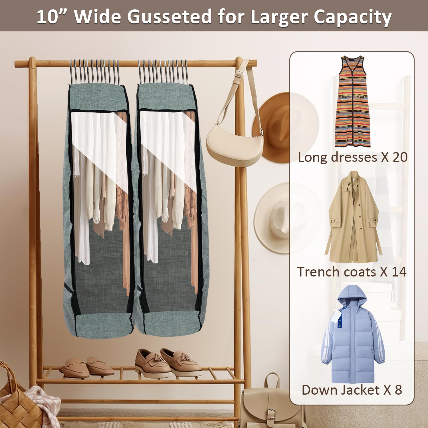 Chakera large-capacity garment cover keeps outfits organized during travel.