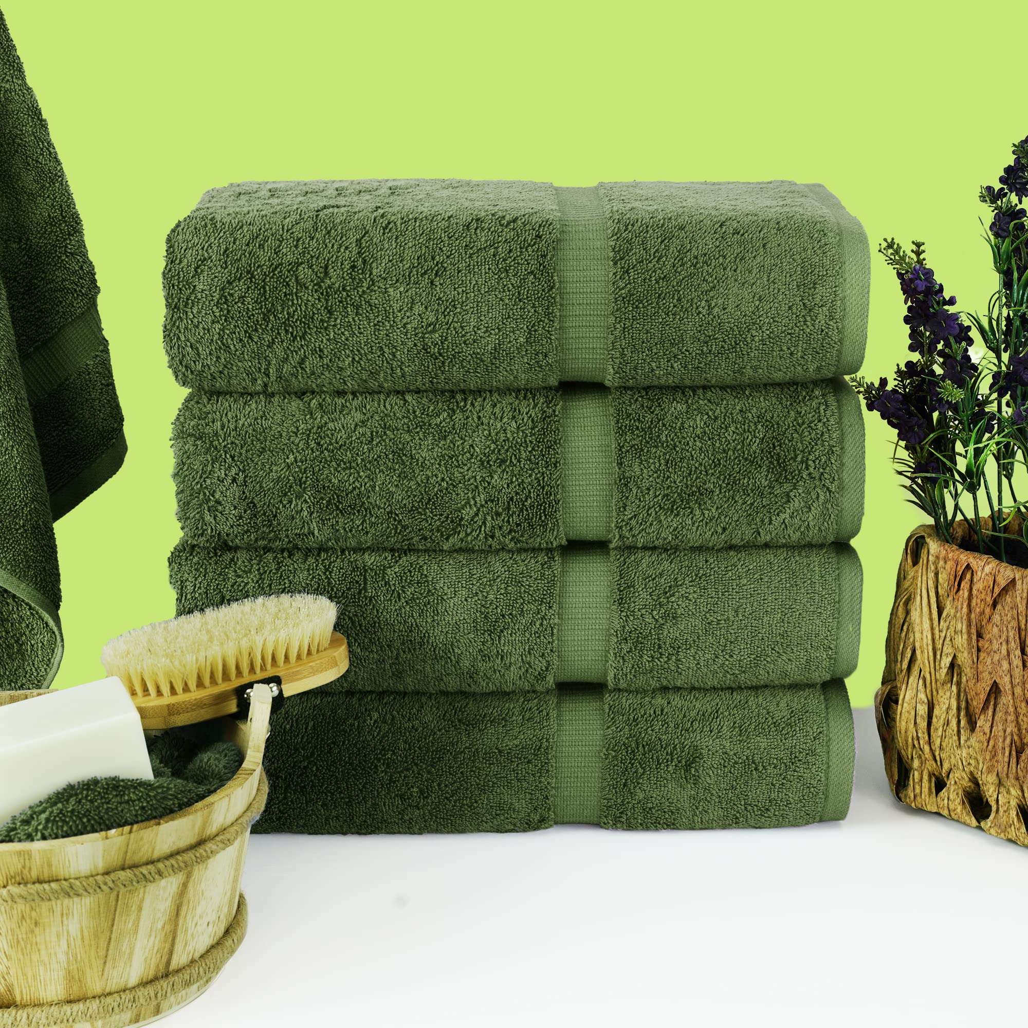 Chakir Turkish Linens Moss 27x54 inch towels offer spa-like comfort.