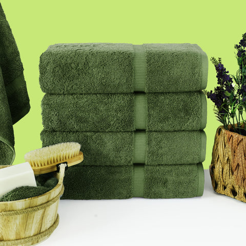 Chakir Turkish Linens Moss 27x54 inch towels offer spa-like comfort.