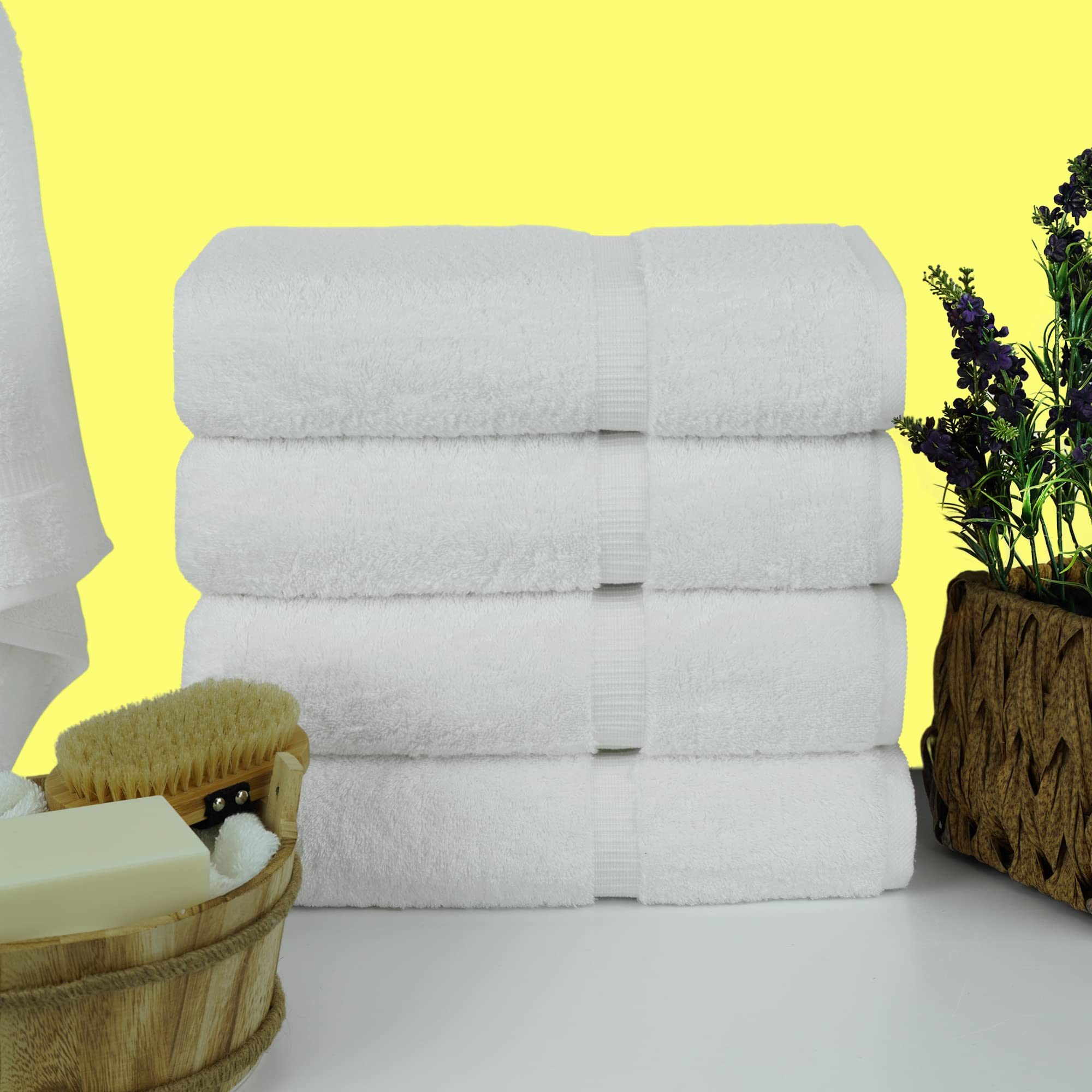 Chakir Turkish Linens 4-piece towel set folded, ready for everyday bathroom use.