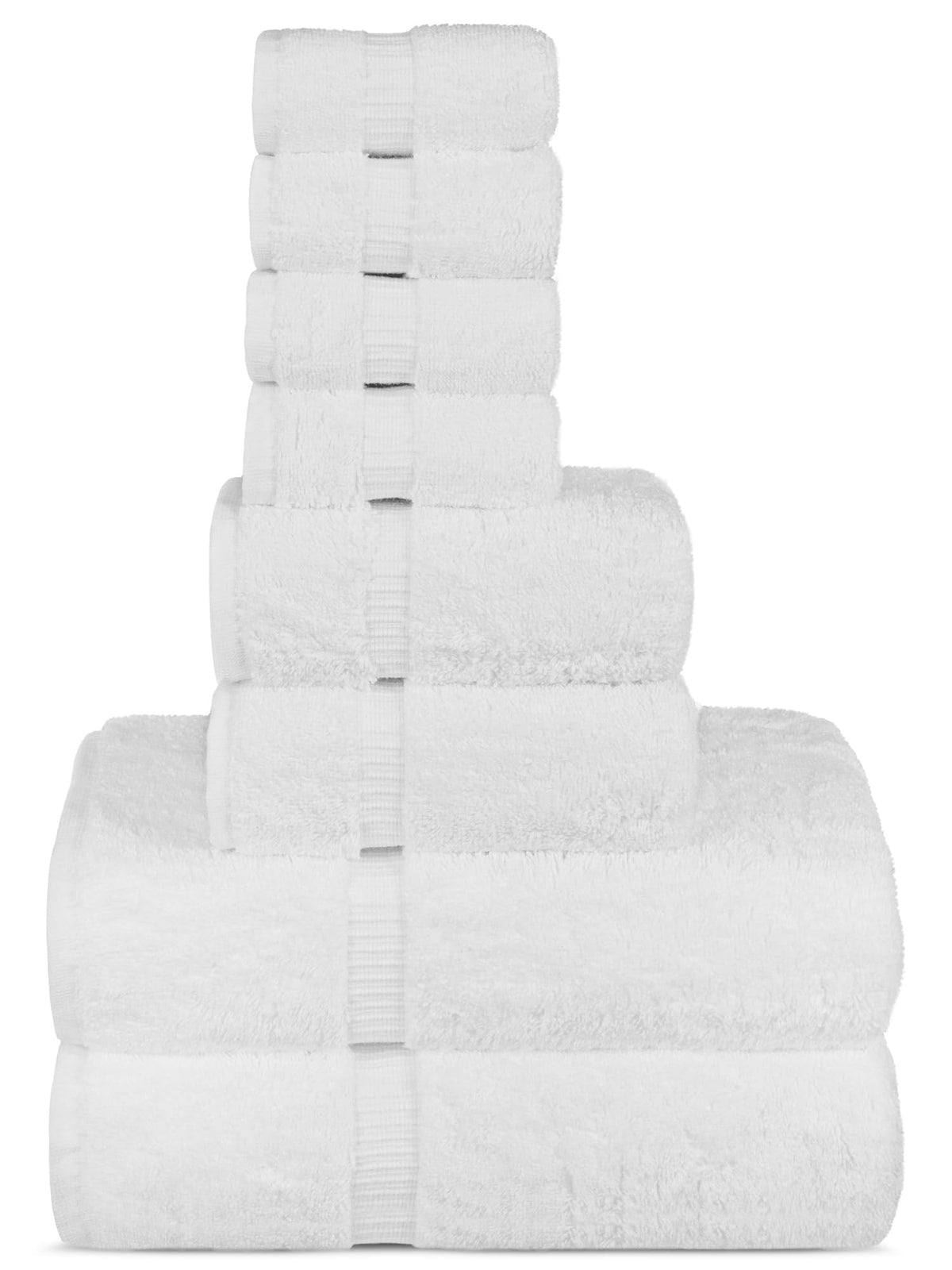 Chakir Turkish Linens white 8-piece towel set shown for luxurious bath-time comfort and daily use.