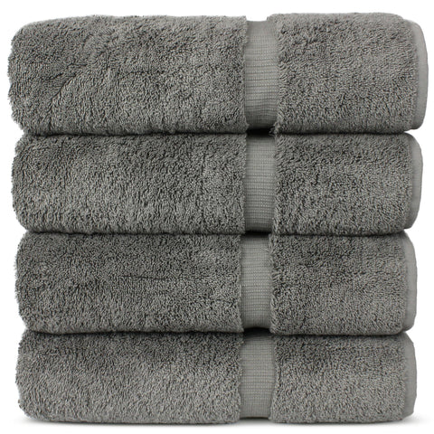 Chakir Turkish Linens bath towels 27x54 in gray in a cozy bathroom setup for daily luxury.