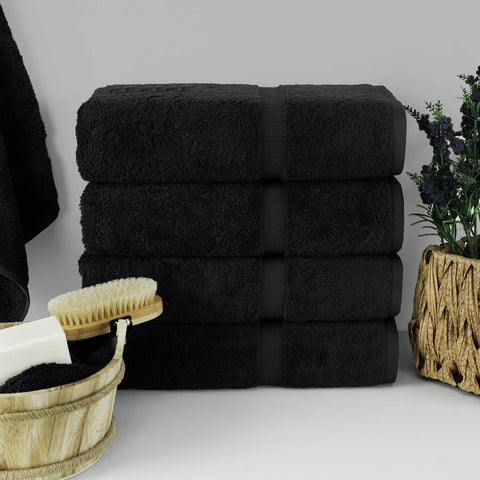 Chakir Turkish Linens absorbent black towel ideal for quick-dry after shower.