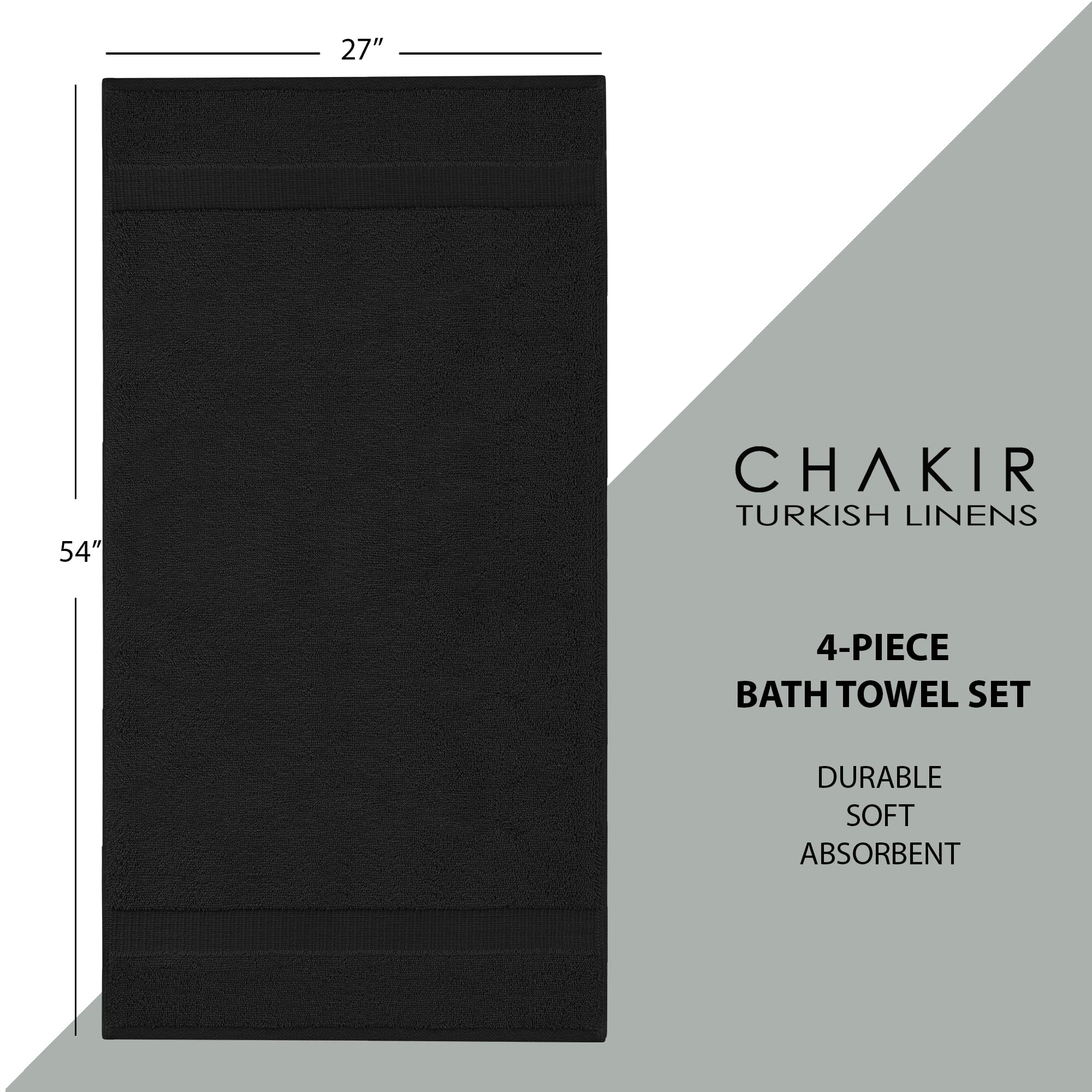 Chakir Turkish Linens black bath towel delivers reliable comfort after shower or bath.