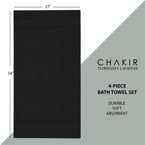 Chakir Turkish Linens black bath towel delivers reliable comfort after shower or bath.
