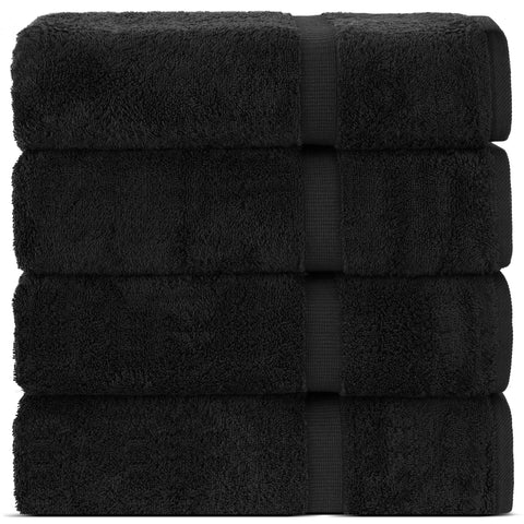 Chakir Turkish Linens bath towel black with soft, plush feel for luxury at home.