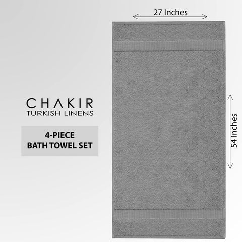 Gray Chakir Turkish Linens towels shown with complementary bathroom decor options.