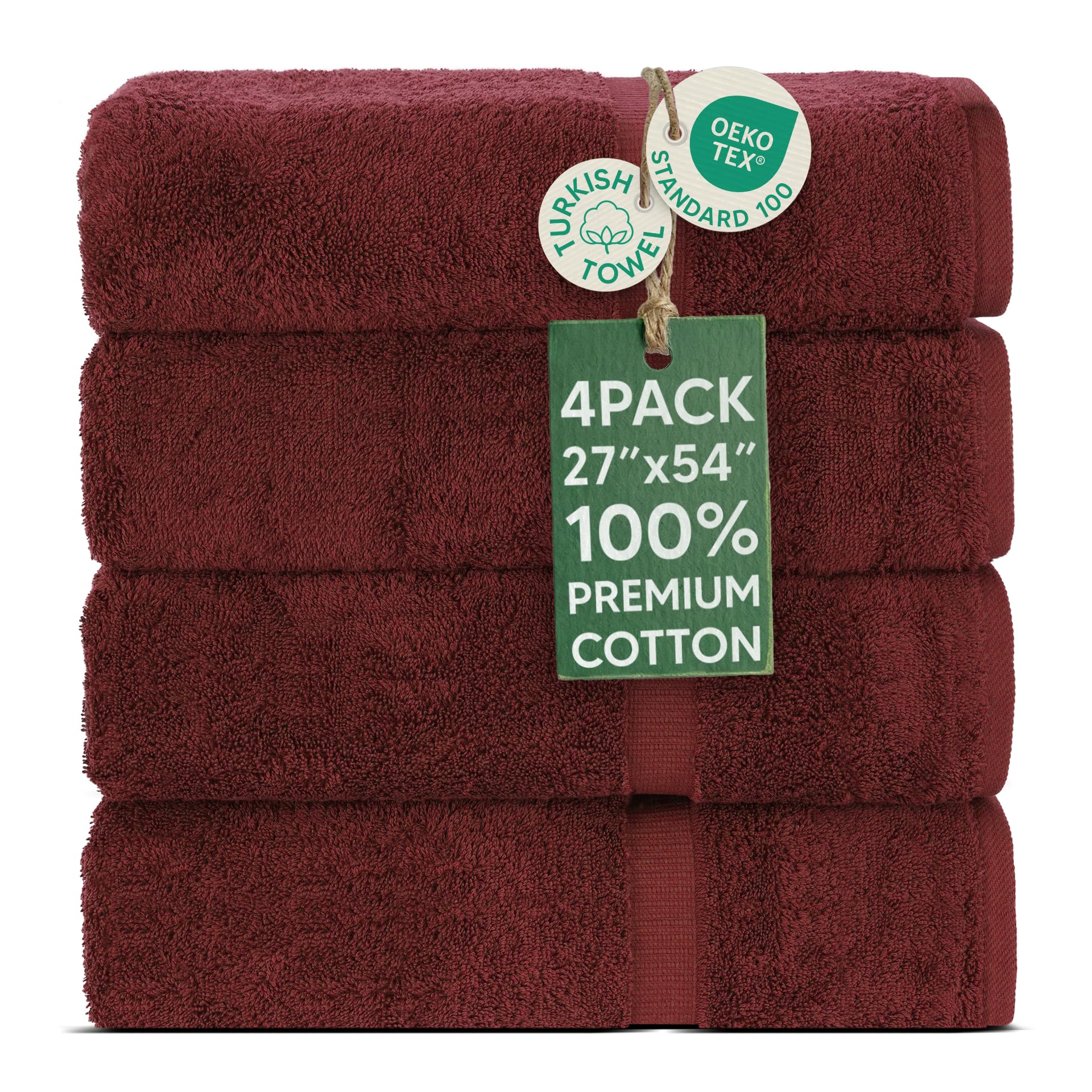 Chakir Turkish Linens cranberry 4pc towels on display, premium cotton feel and spa-like luxury.