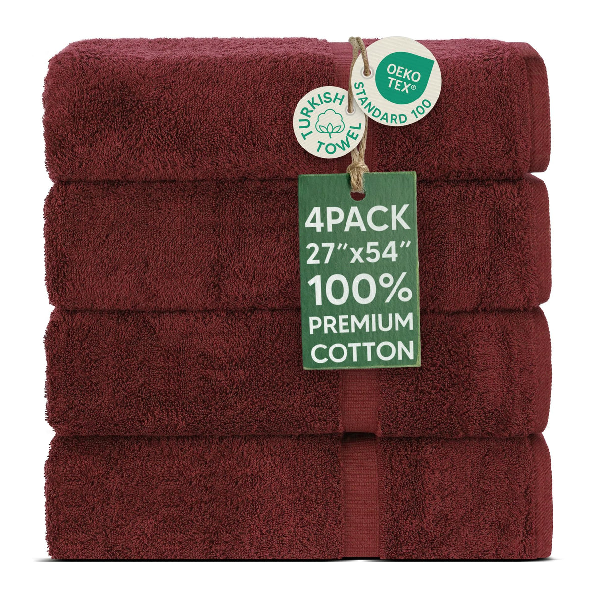 Chakir Turkish Linens cranberry 4pc towels on display, premium cotton feel and spa-like luxury.