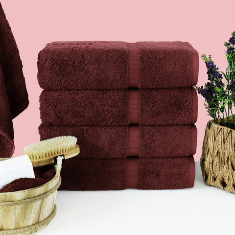 Chakir Turkish Linens cranberry towels close-up shows plush softness and high absorbency.