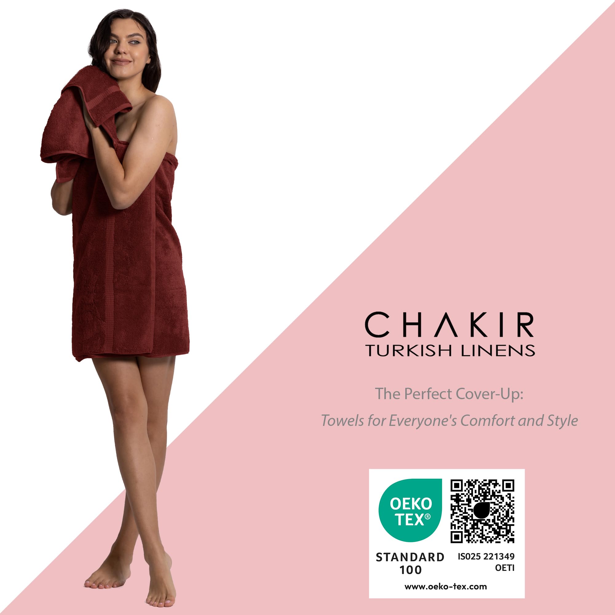 Chakir Turkish Linens cranberry bath sheet double-stitched hem for lasting use