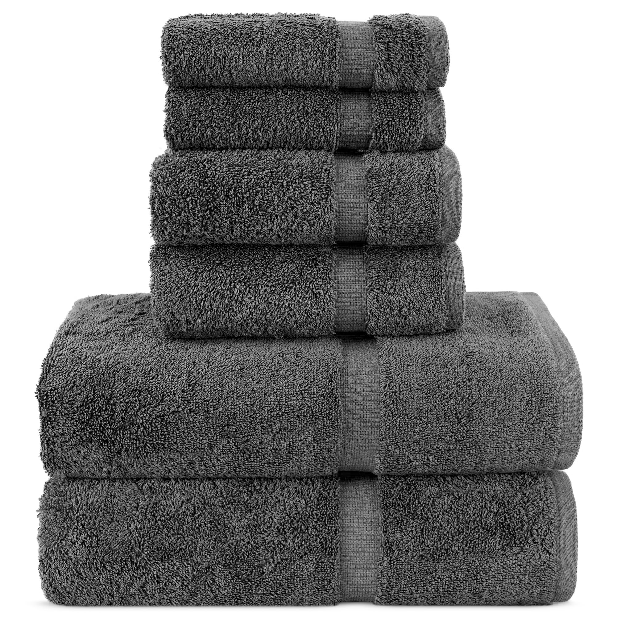 Chakir Turkish Linens dark gray 6-piece towel set bath towels; plush and highly absorbent for daily use.