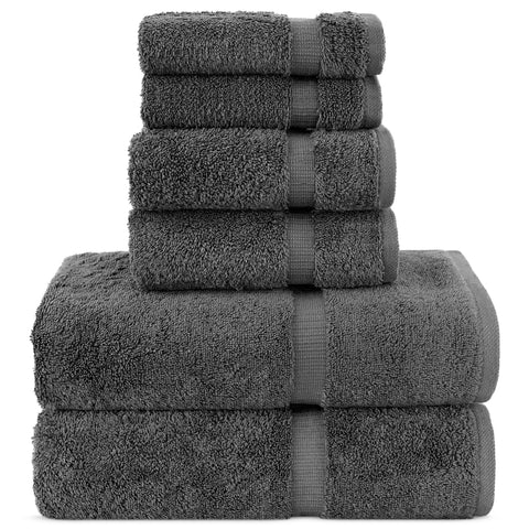 Chakir Turkish Linens dark gray 6-piece towel set bath towels; plush and highly absorbent for daily use.