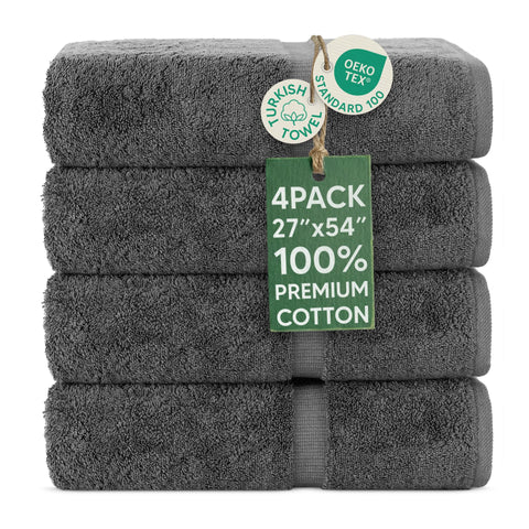 Chakir Turkish Linens dark gray bath towel close-up highlighting plush softness and absorbency