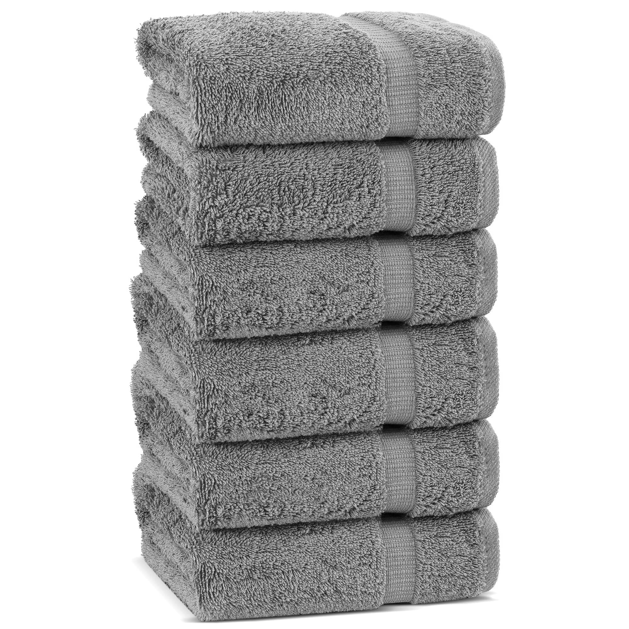 Chakir Turkish Linens gray hand towels folded for everyday use with plush softness.