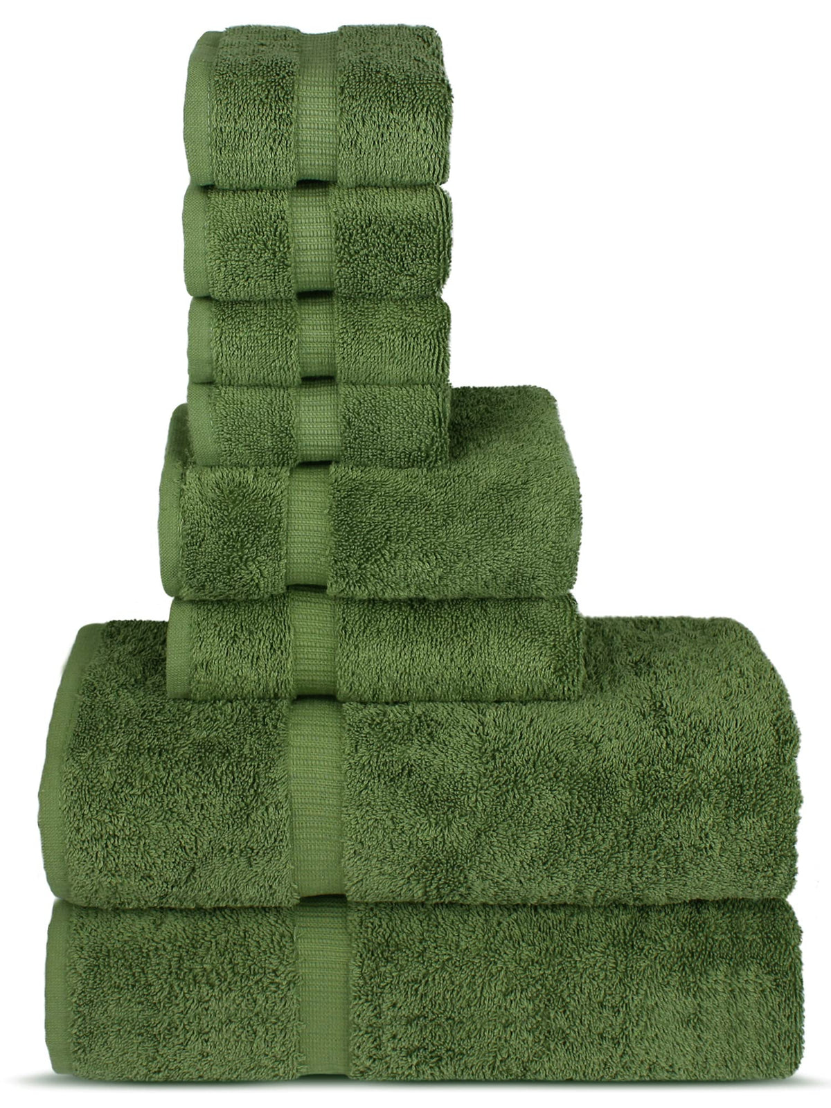 Chakir Turkish Linens Moss 8-piece set, full view, showcasing spa-like bathroom luxury.