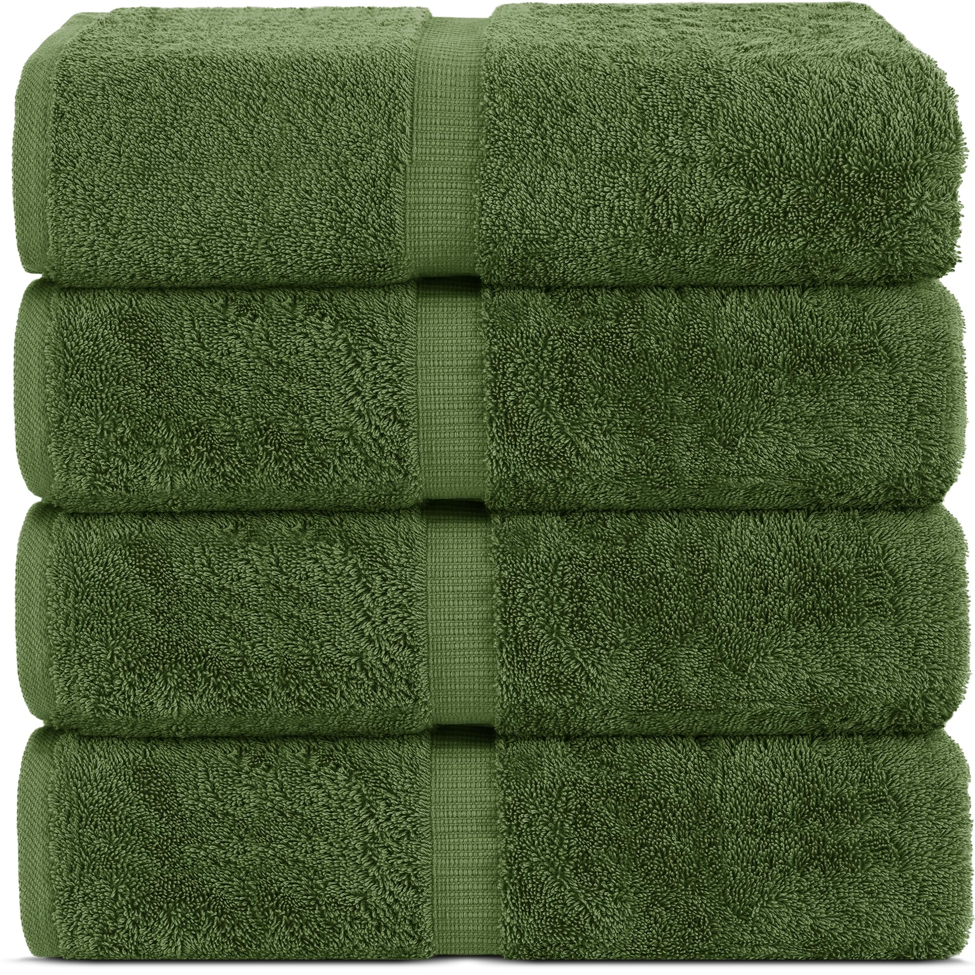 Chakir Turkish Linens Moss bath towel draped elegantly, ultra-absorbent and plush for spa-like at-home use.