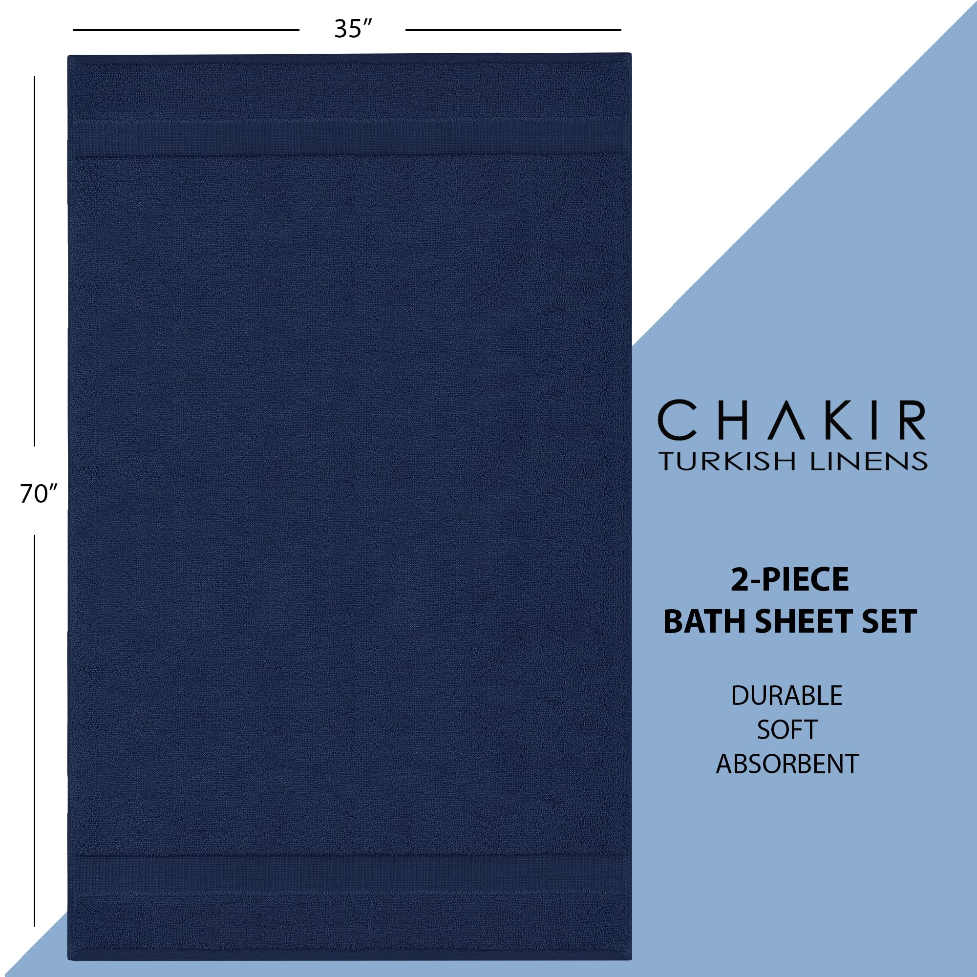 Chakir Turkish Linens navy bath sheet ready for gifting or shelf display