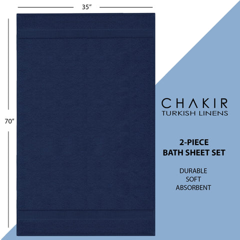 Chakir Turkish Linens navy bath sheet ready for gifting or shelf display