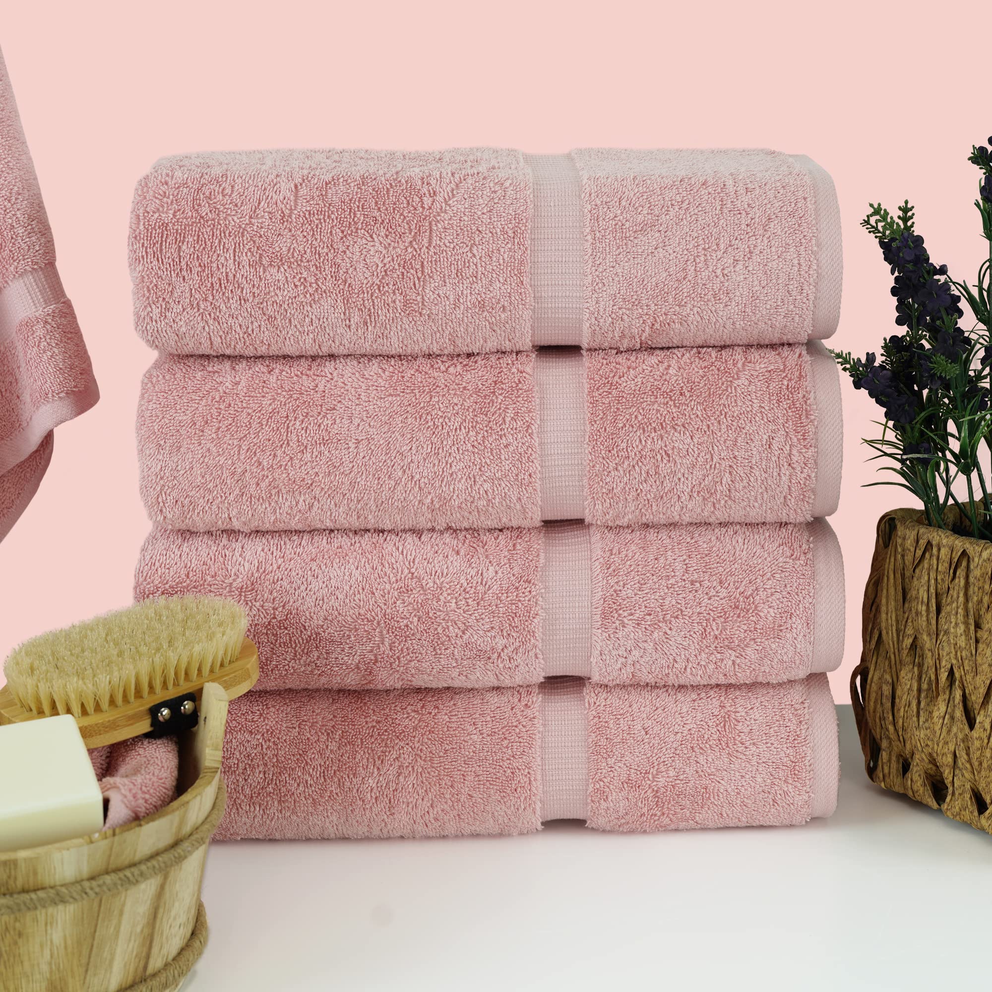 Chakir Turkish Linens pink towel close-up shows plush cotton texture and premium quality.