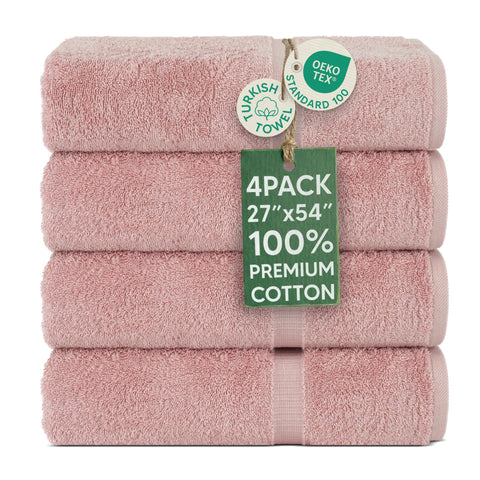 Chakir Turkish Linens pink bath towels 4pc set offering spa-like softness and absorbency.