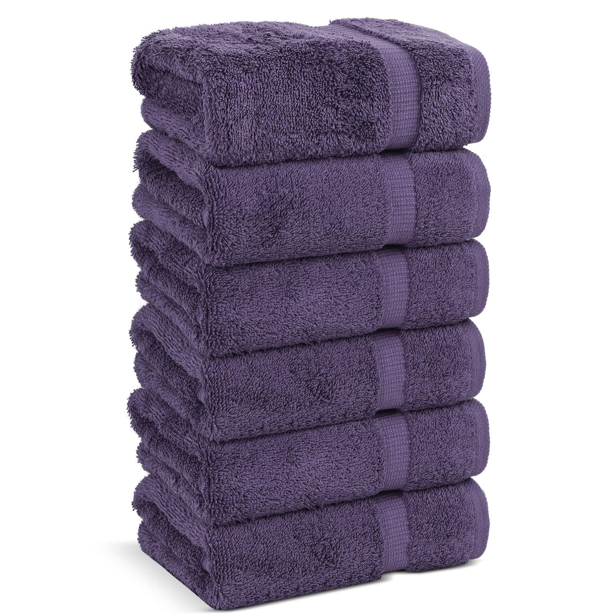 Chakir Turkish Linens plum 6-piece hand towel set, ultra-soft and highly absorbent.