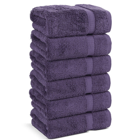 Chakir Turkish Linens plum 6-piece hand towel set, ultra-soft and highly absorbent.