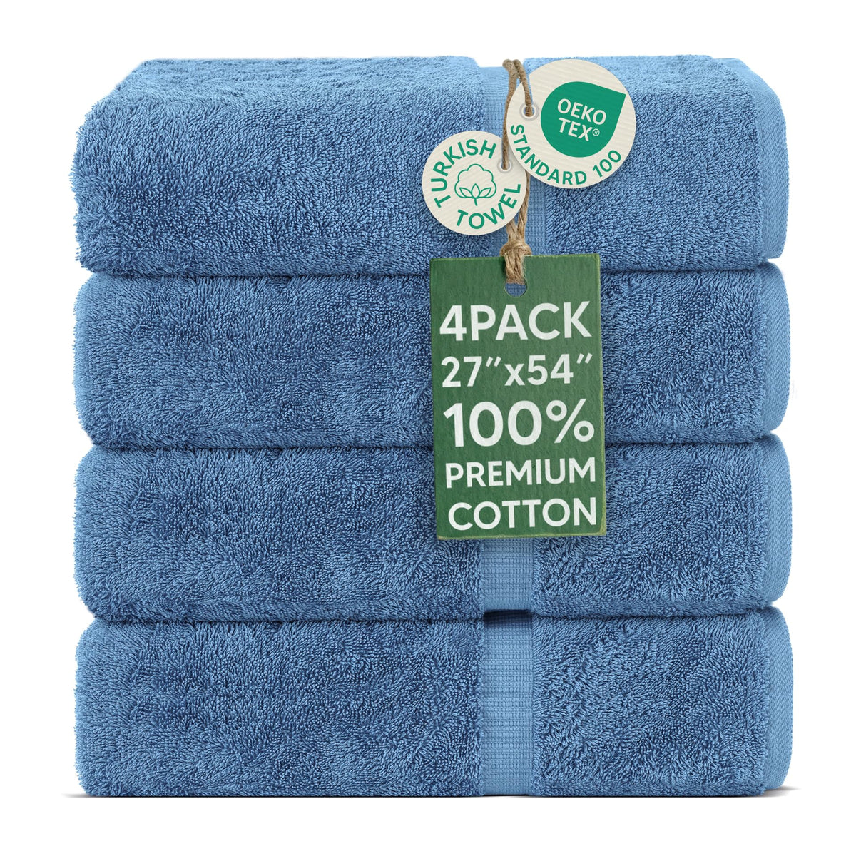 Chakir Turkish Linens soft-absorbent towels in Wedgewood finish offering plush daily comfort.