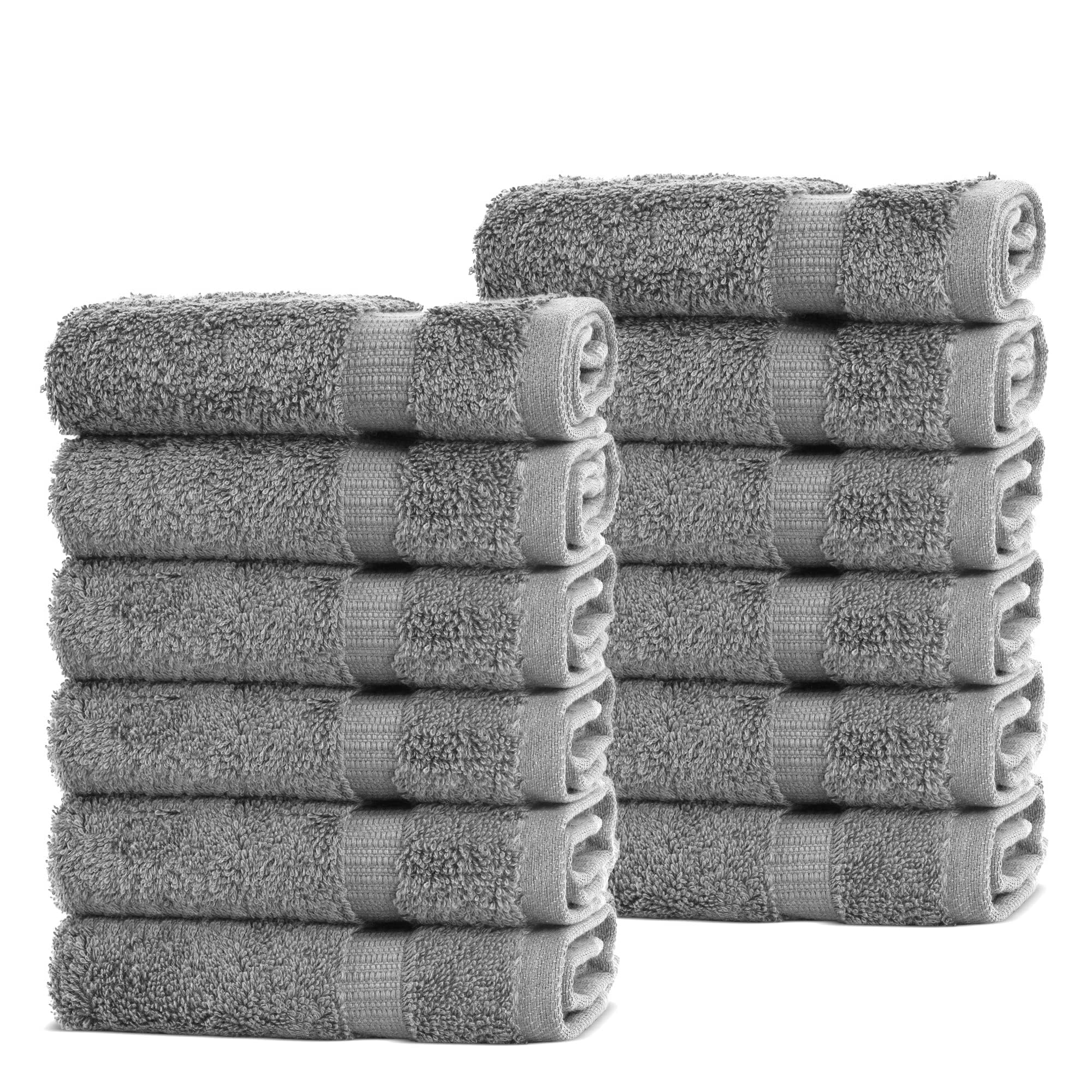Chakir Turkish Linens washcloth gray closeup shows soft texture and premium cotton.