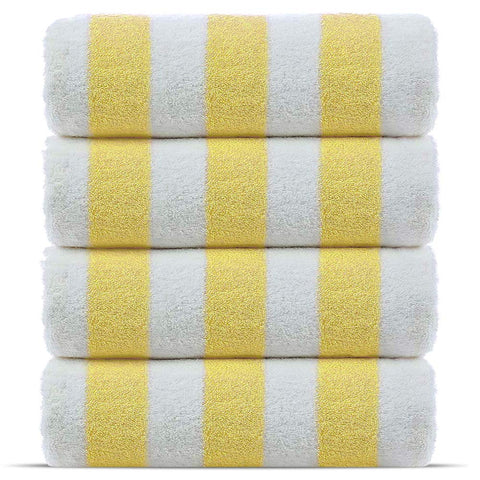 Chakir Turkish Linens yellow striped pool towel 30x60 inches, soft and absorbent